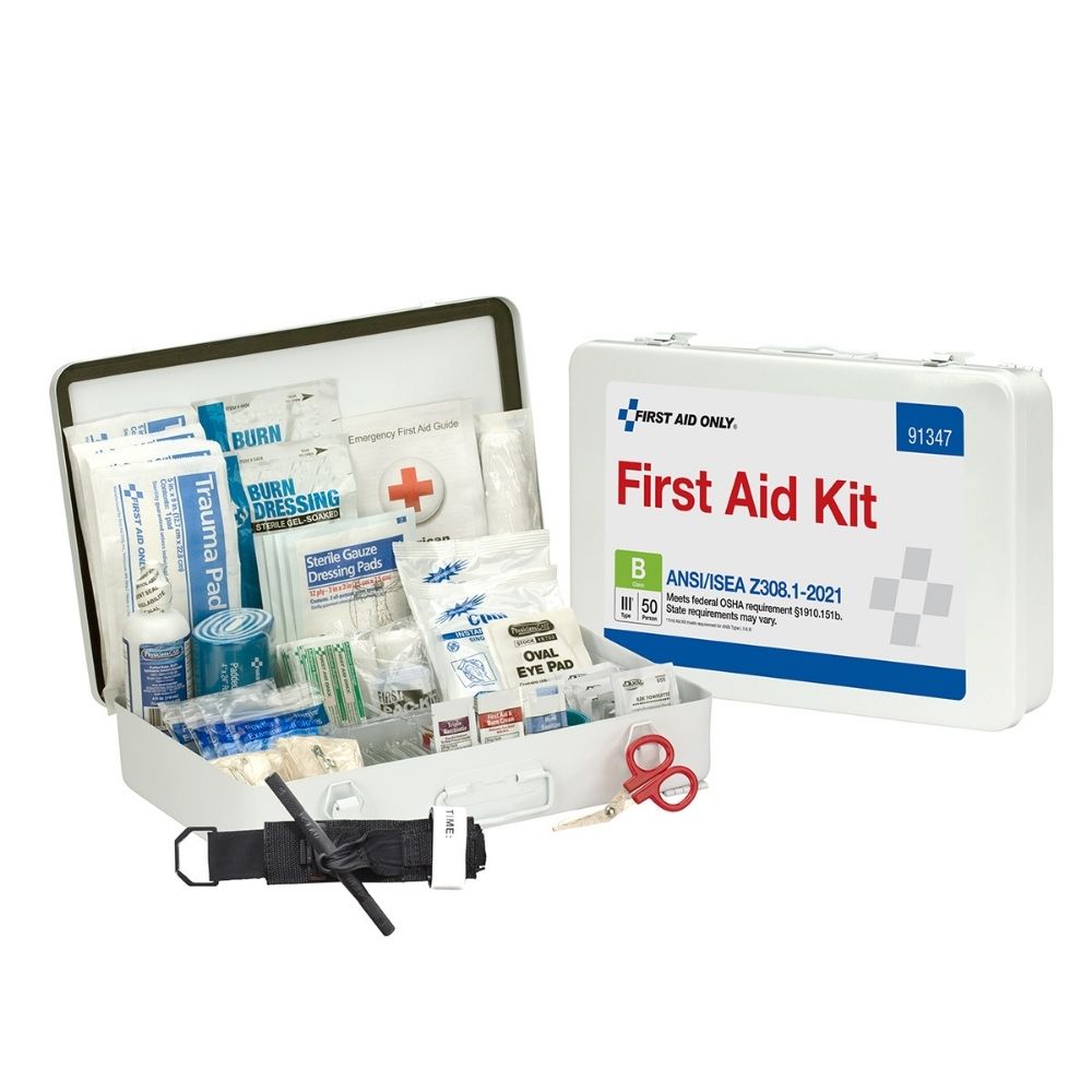 First Aid Only 91347 50 Person First Aid Kit, 2021 ANSI B,  Metal Case