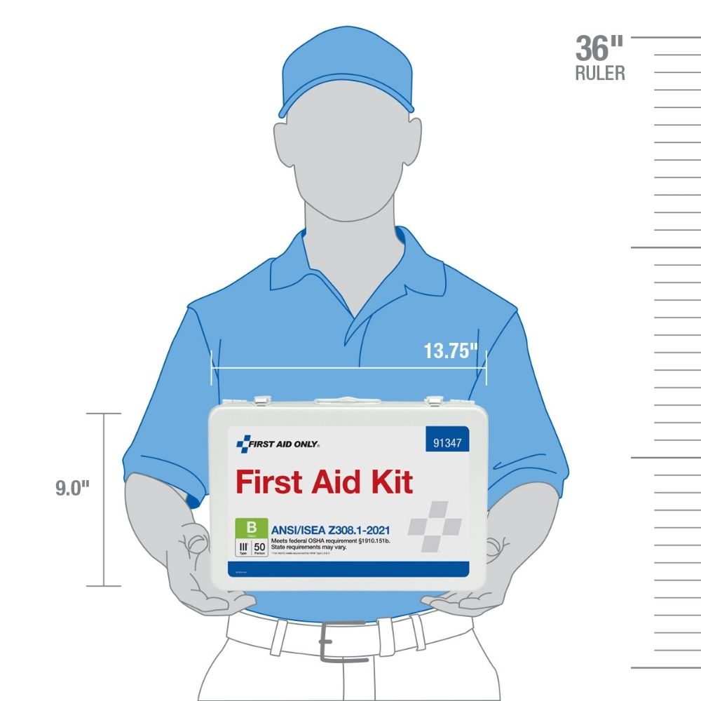 First Aid Only 91347 50 Person First Aid Kit, 2021 ANSI B,  Metal Case - 7