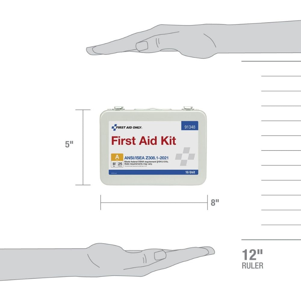 First Aid Only 91348 16 Unit First Aid Kit, 2021 ANSI A,  Metal Case - 7