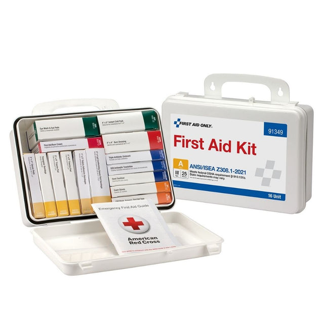 First Aid Only 91349 16 Unit First Aid Kit, 2021 ANSI A,  Plastic Case