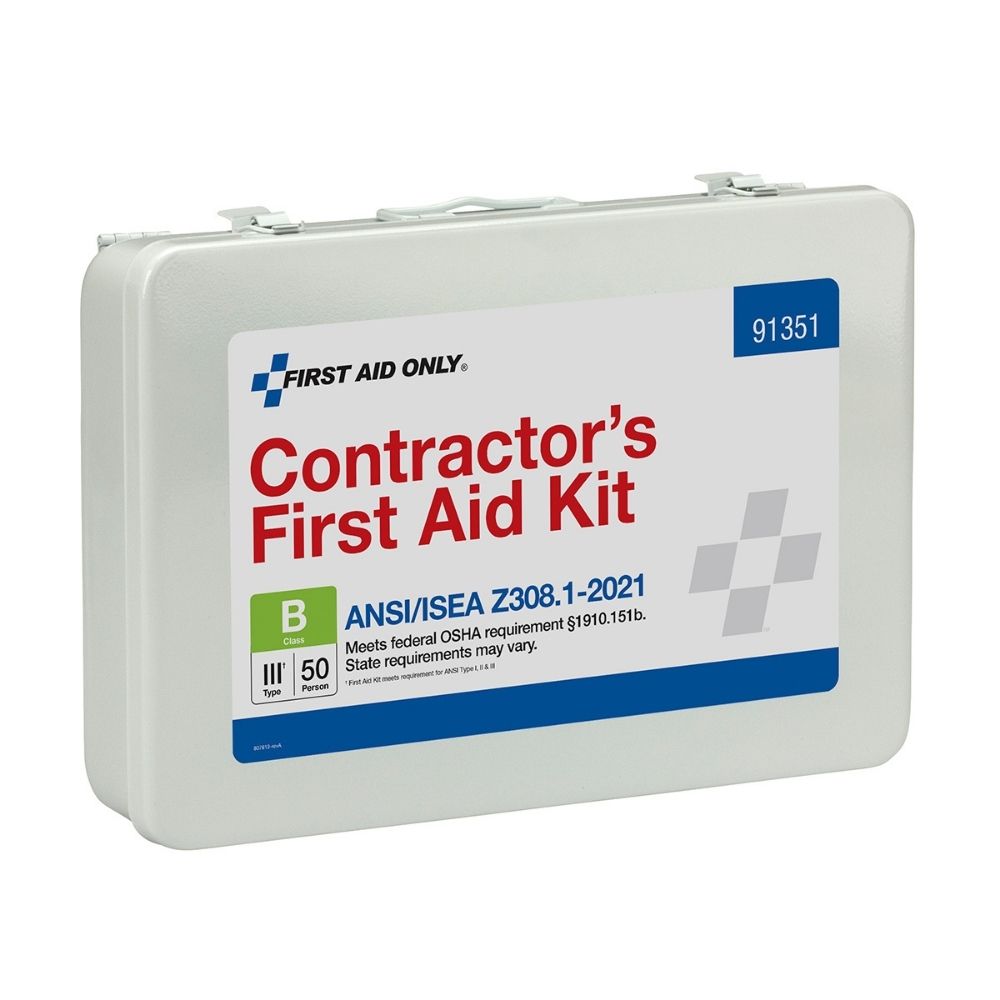 First Aid Only 91351 50 Person Contractor 2021 ANSI B+ First Aid Kit, Metal Case - 6