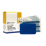 First Aid Only 91436 2 in. x 3 in. Blue Metal Detectable Adhesive Fabric Patch Bandages (25 Box) - 2