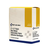 First Aid Only 91436 2 in. x 3 in. Blue Metal Detectable Adhesive Fabric Patch Bandages (25 Box) - 5