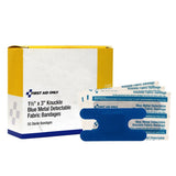 First Aid Only 91668 1 1/2 in x 3 in Blue Metal Detectable Fabric Knuckle Bandages (50 Pack)