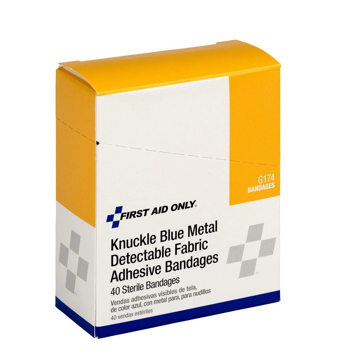 First Aid Only G174 Blue Metal Detectable Fabric Knuckle Bandages for Minor Cuts and Abrasions (40 Count) - 3