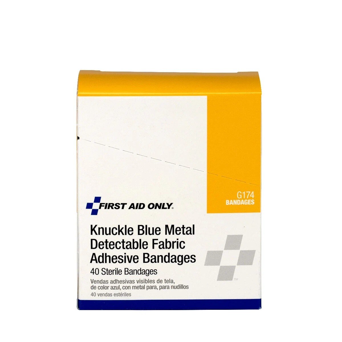 First Aid Only G174 Blue Metal Detectable Fabric Knuckle Bandages for Minor Cuts and Abrasions (40 Count) - 4