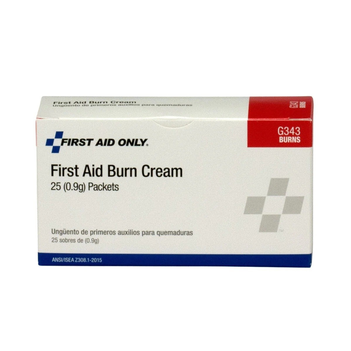 First Aid Only G343 First Aid Burn Cream Packets 0.9 g Single-Use for Minor Burns (25 Pack)