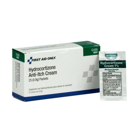 First Aid Only G486 Hydrocortisone Anti-Itch Cream 1 Percent 0.9 g Packets (25 Piece)