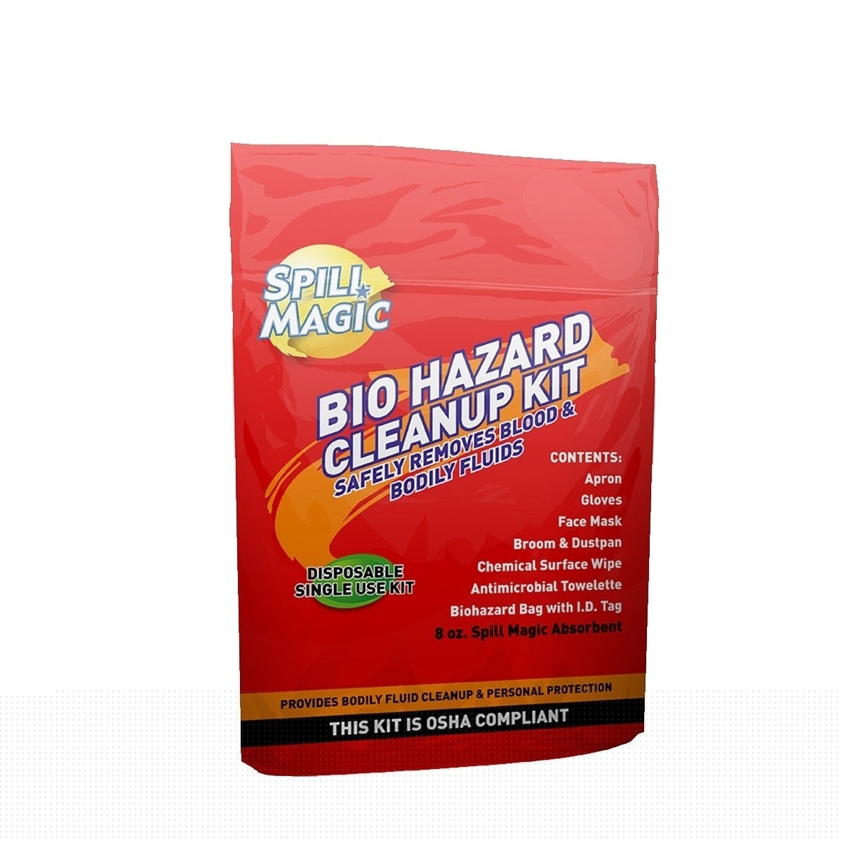 First Aid Only SM-BIOHAZARD Spill Cleanup Kit for Blood and Bodily Fluids Single Use (10 Piece)
