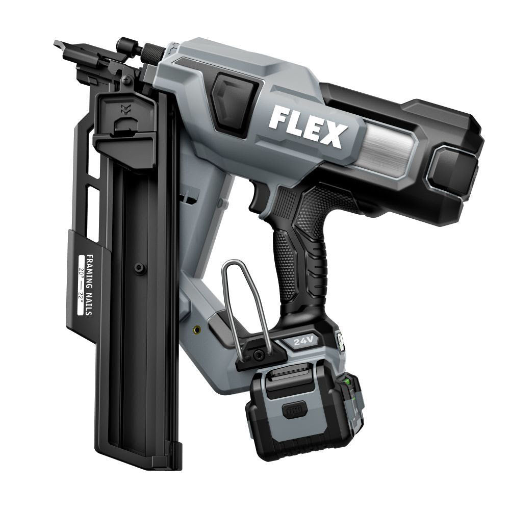 Flex FX4351A-1C 24V Brushless 21 Degree Framing Nailer Kit - 4