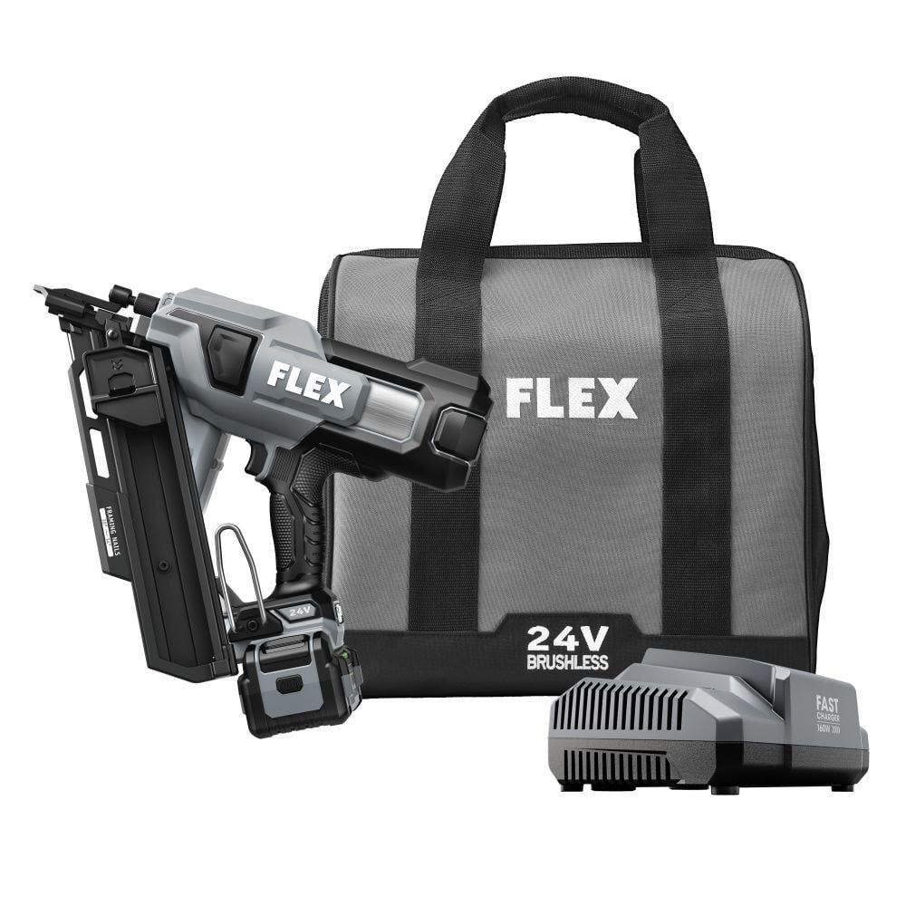 Flex FX4351B-1C 24V Brushless 30 Degree Framing Nailer Kit - 2