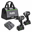 Flex FXM202-2B 24V Brushless 2 Tool Combo Kit Hammer Drill with Turbo Mode and Impact Driver with Quick Eject