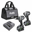 Flex FXM202-2G 2 Tool Combo Kit, Hammer Drill with Turbo Mode and Quick Eject Impact Driver, Stacked-Lithium