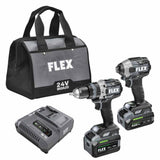 Flex FXM202-2G 2 Tool Combo Kit, Hammer Drill with Turbo Mode and Quick Eject Impact Driver, Stacked-Lithium