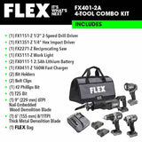 Flex FXM401-2A 4 Tool Combo Kit, Drill Driver, Impact Driver, Reciprocating Saw and Work Light - 8