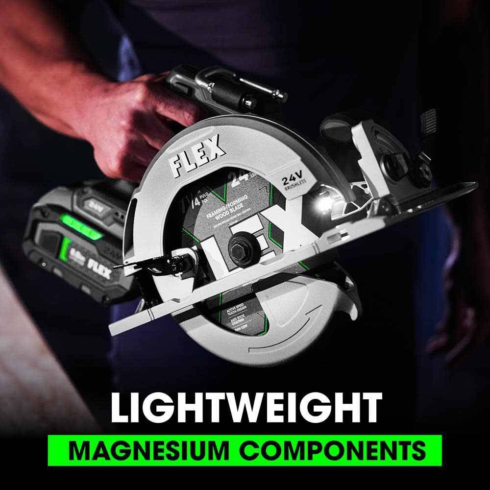 Flex FXM402-2B 24V Brushless 4 Tool Combo Kit 7-1/4" Circular Saw Drill driver Reciprocating Saw and Angle Grinder - 9