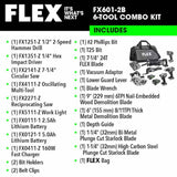 Flex FXM601-2B 24V Brushless 6 Tool Combo Kit Hammer Drill Impact Driver 7-1/4" Circular Saw Oscillating Multi-Tool Reciprocating Saw and Work Light - 10