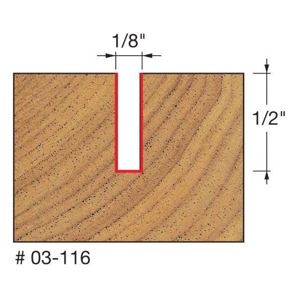 Freud 03-116 1/8" (Dia.) Single Flute Straight Bit - 2