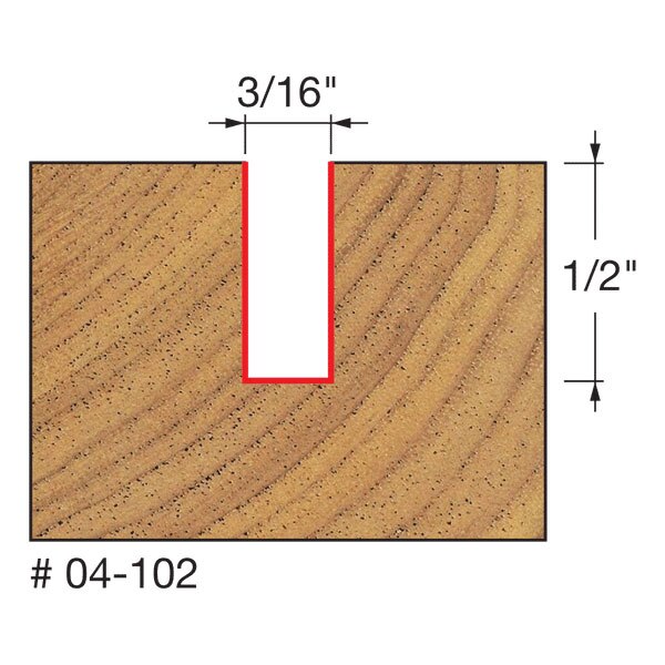 Freud 04-102 3/16" (Dia.) Double Flute Straight Bit - 2