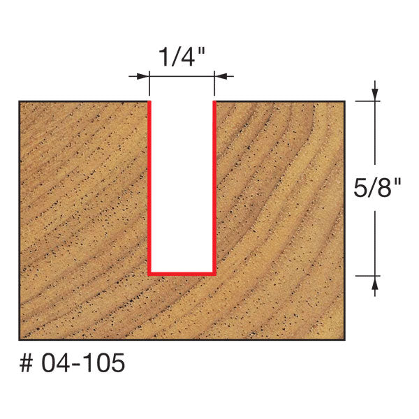 Freud 04-105 1/4" (Dia.) Double Flute Straight Bit - 2