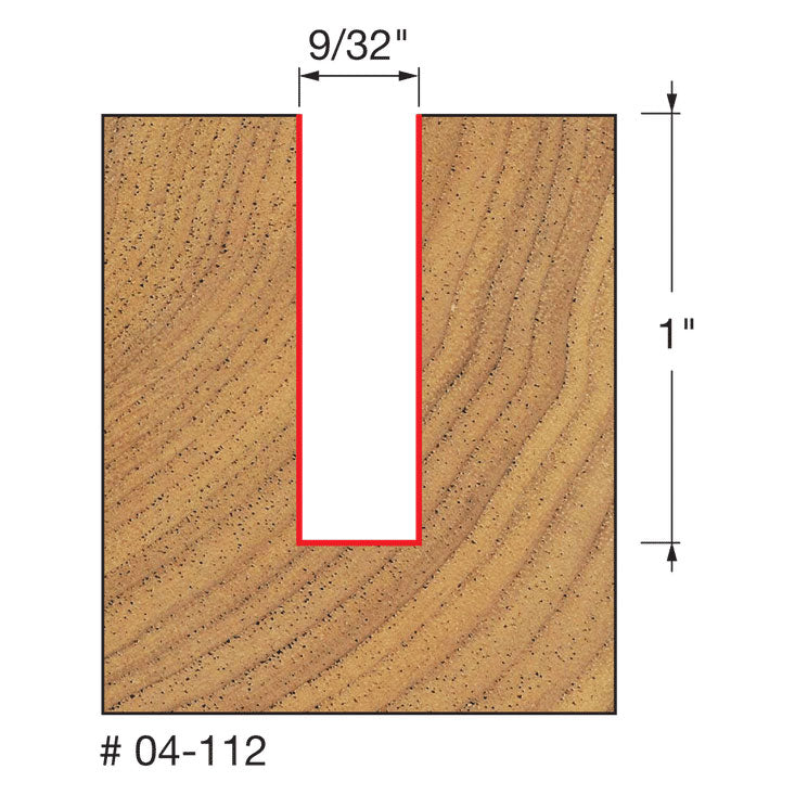 Freud 04-112 9/32" (Dia.) Double Flute Straight Bit - 2