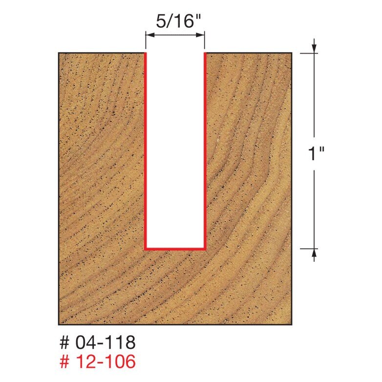 Freud 04-118 5/16" (Dia.) Double Flute Straight Bit - 2