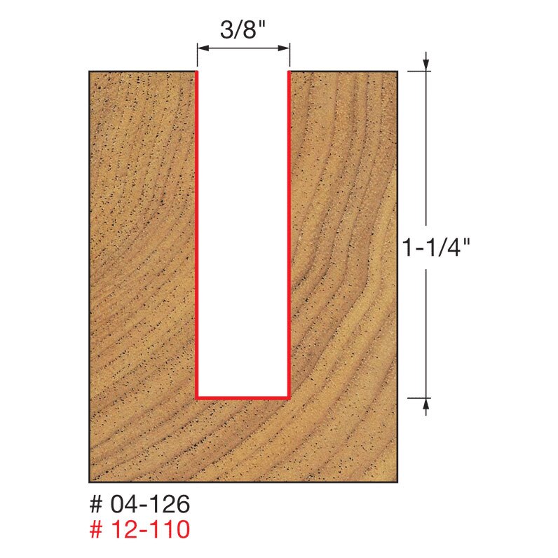 Freud 04-126 3/8" (Dia.) Double Flute Straight Bit - 2