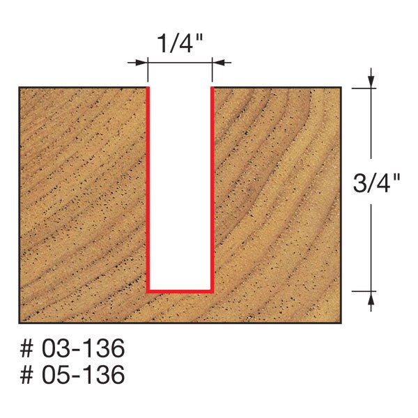 Freud 05-136 1/4" (Dia.) Single Flute Straight Bit with 3/8" Shank - 2