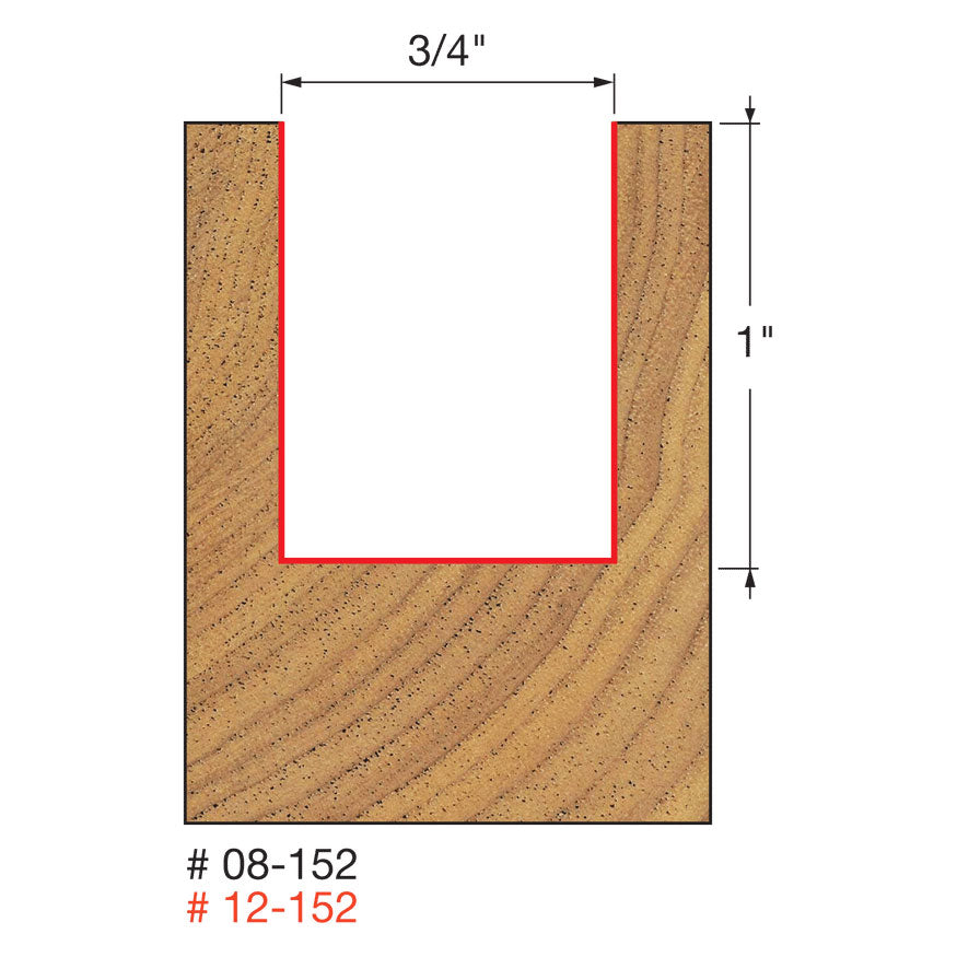 Freud 08-152 3/4" (Dia.) Double Flute Straight Bit with 3/8" Shank - 2