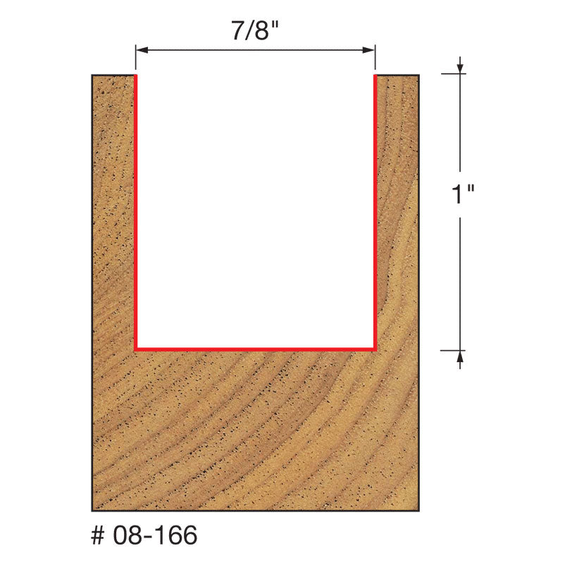 Freud 08-166 7/8" (Dia.) Double Flute Straight Bit with 3/8" Shank - 2