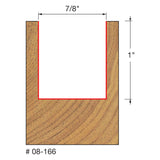 Freud 08-166 7/8" (Dia.) Double Flute Straight Bit with 3/8" Shank - 2