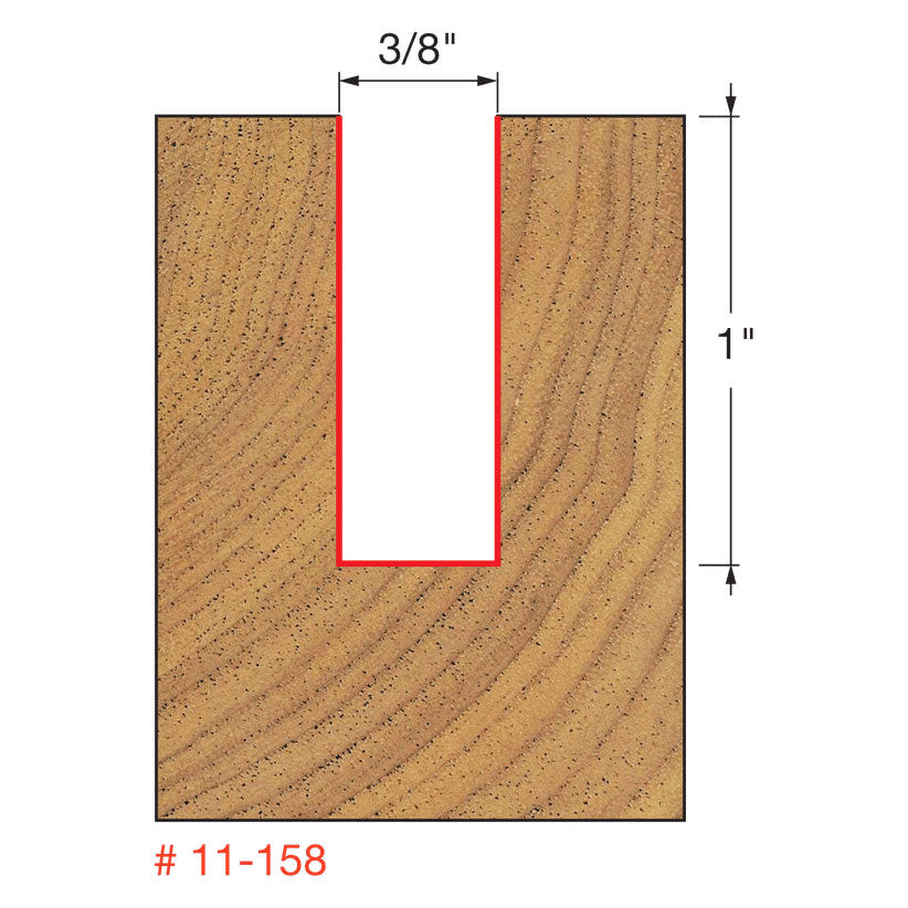 Freud 11-158 3/8" (Dia.) Single Flute Straight Bit - 2