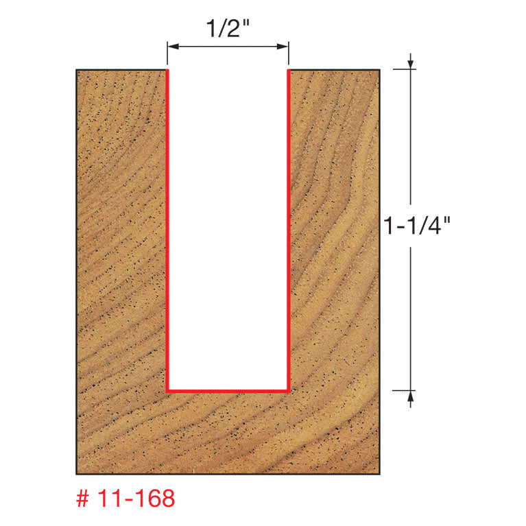 Freud 11-168 1/2" (Dia.) Single Flute Straight Bit - 2