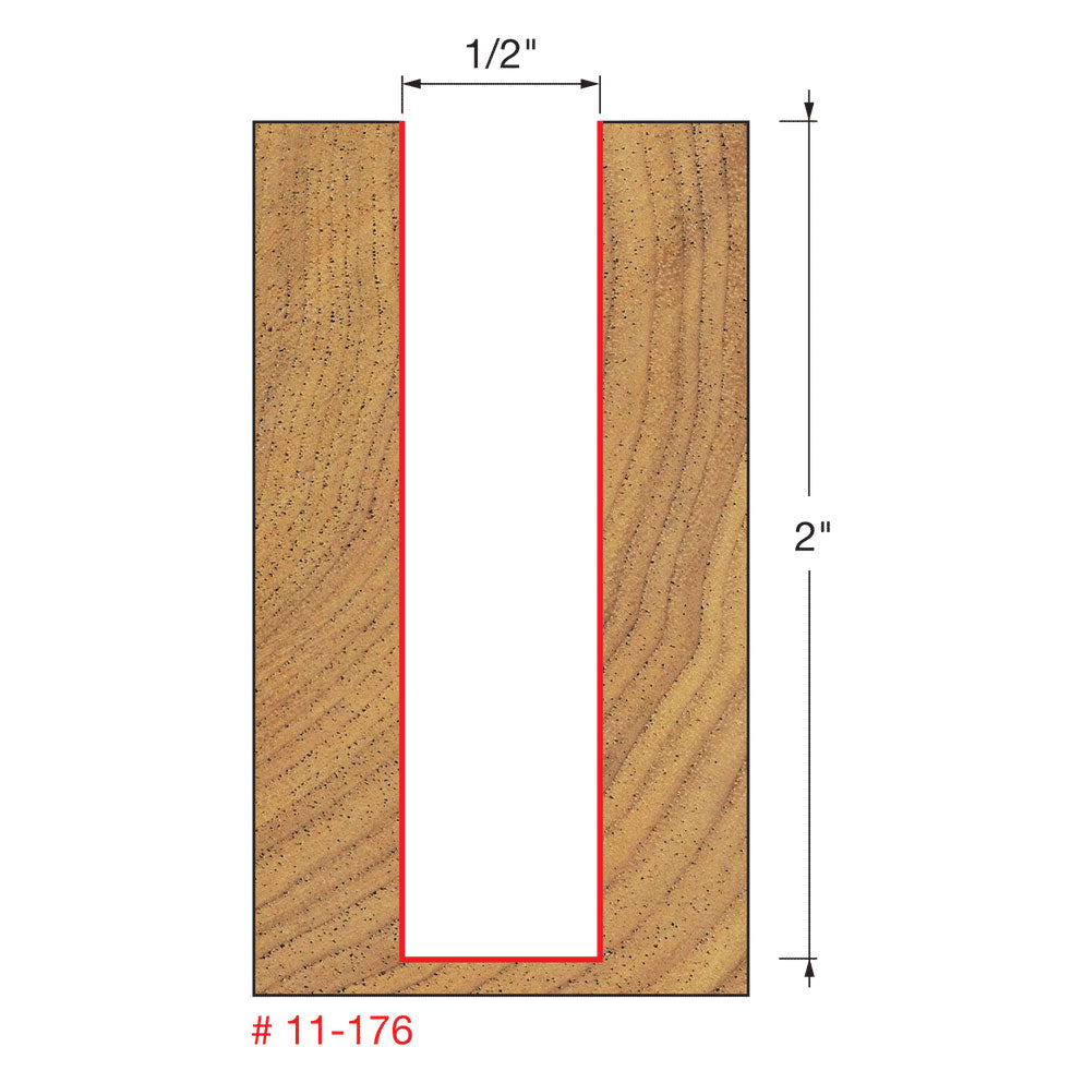 Freud 11-176 1/2" (Dia.) Single Flute Straight Bit - 2