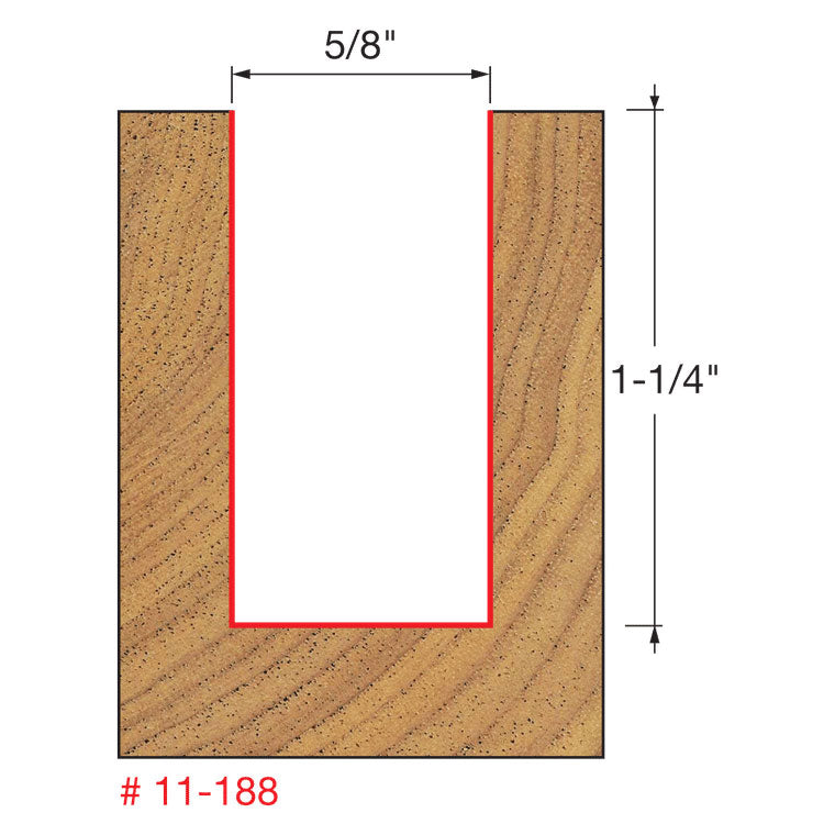 Freud 11-188 5/8" (Dia.) Single Flute Straight Bit - 2