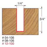 Freud 12-100 1/4" (Dia.) Double Flute Straight Bit (Double Grind) - 2