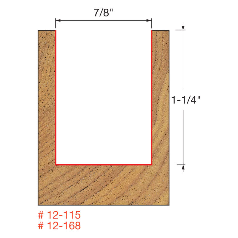 Freud 12-115 7/8" (Dia.) Double Flute Straight Bit (Double Grind) - 2