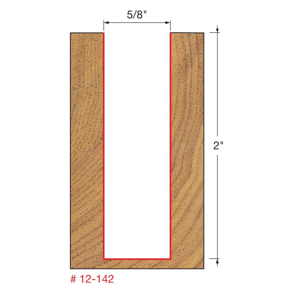 Freud 12-142 5/8" (Dia.) Double Flute Straight Bit (Double Grind) - 2