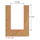Freud 12-148 11/16" (Dia.) Double Flute Straight Bit (Double Grind) - 2