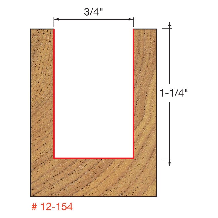 Freud 12-154 3/4" (Dia.) Double Flute Straight Bit (Double Grind) - 2