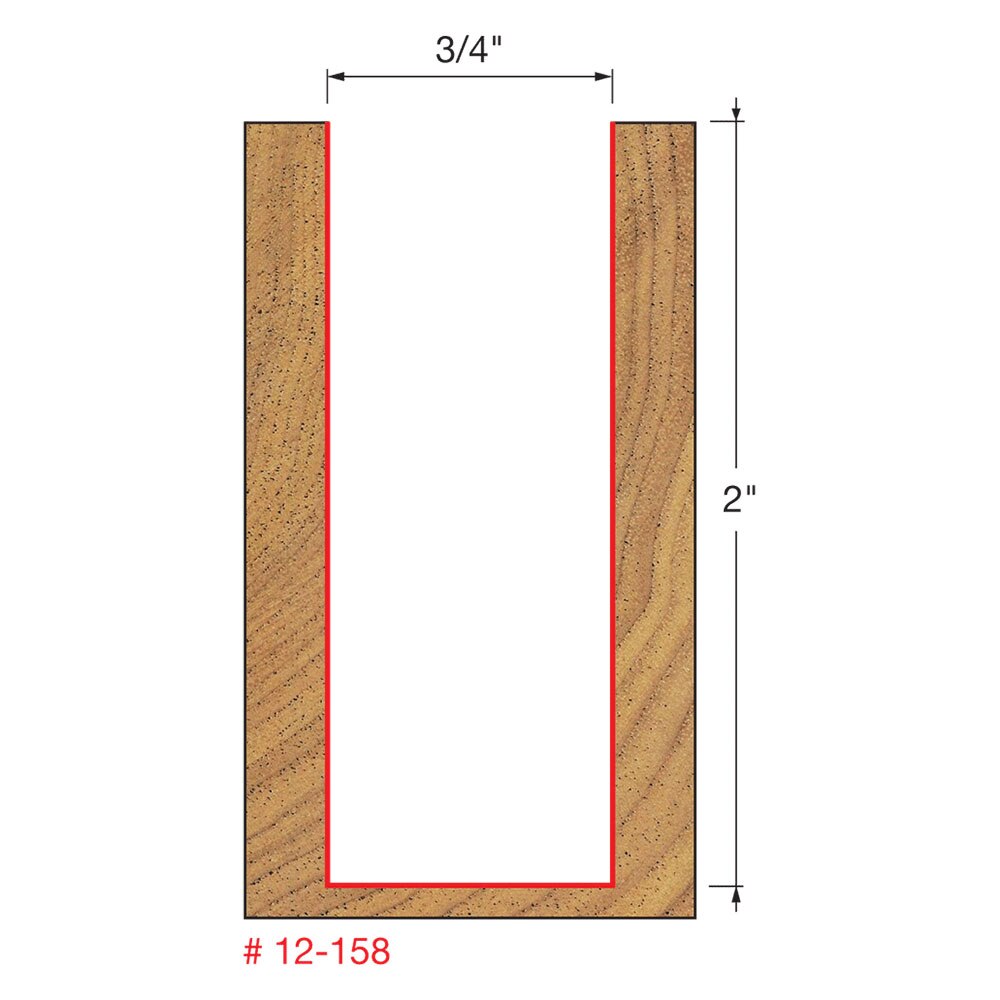 Freud 12-158 3/4" (Dia.) Double Flute Straight Bit (Double Grind) - 2