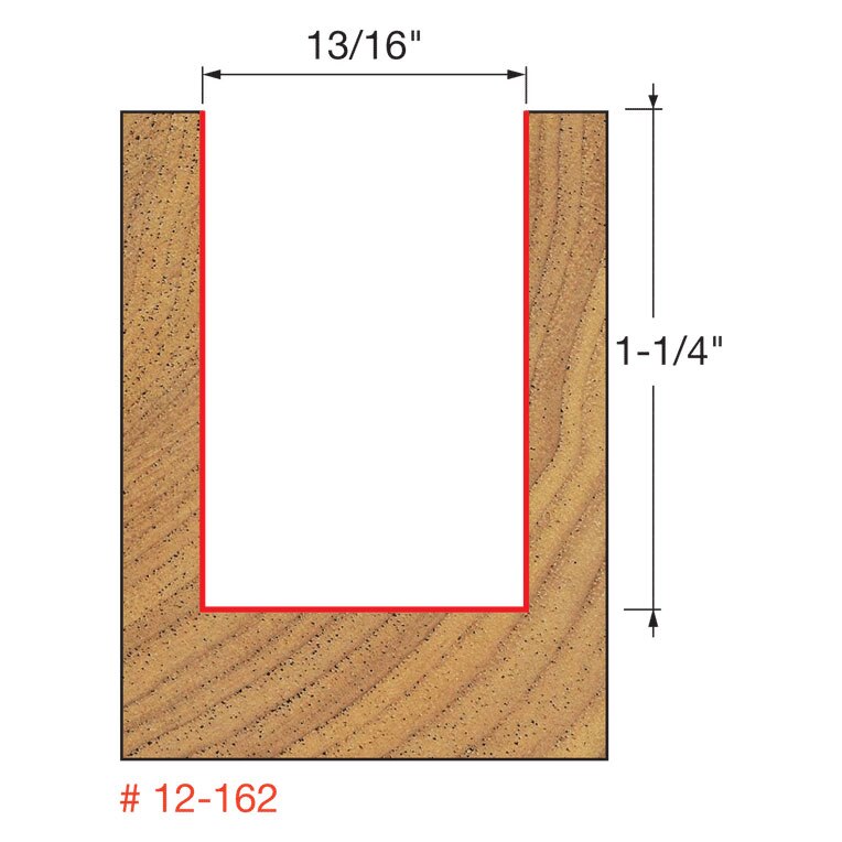 Freud 12-162 13/16" (Dia.) Double Flute Straight Bit (Double Grind) - 2