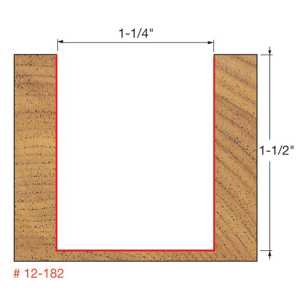 Freud 12-182 1-1/4" (Dia.) Double Flute Straight Bit (Double Grind) - 2
