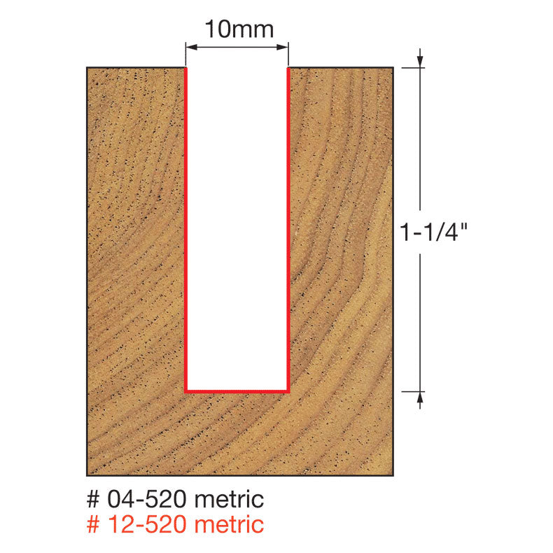 Freud 12-520 10 (Dia.) Double Flute Straight Bit (Double Grind) - 2