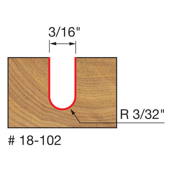 Freud 18-102 3/32" Radius Round Nose Bit - 2