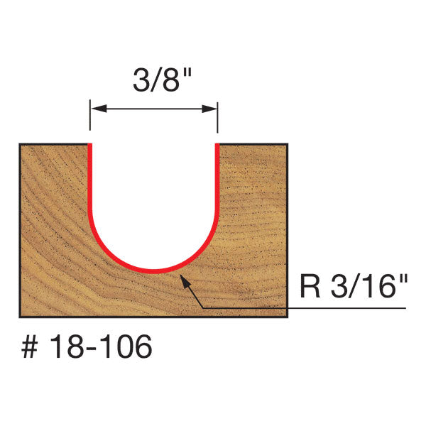 Freud 18-106 3/16" Radius Round Nose Bit - 2