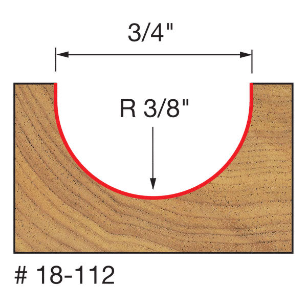 Freud 18-112 3/8" Radius Round Nose Bit - 2