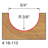 Freud 18-112 3/8" Radius Round Nose Bit - 2