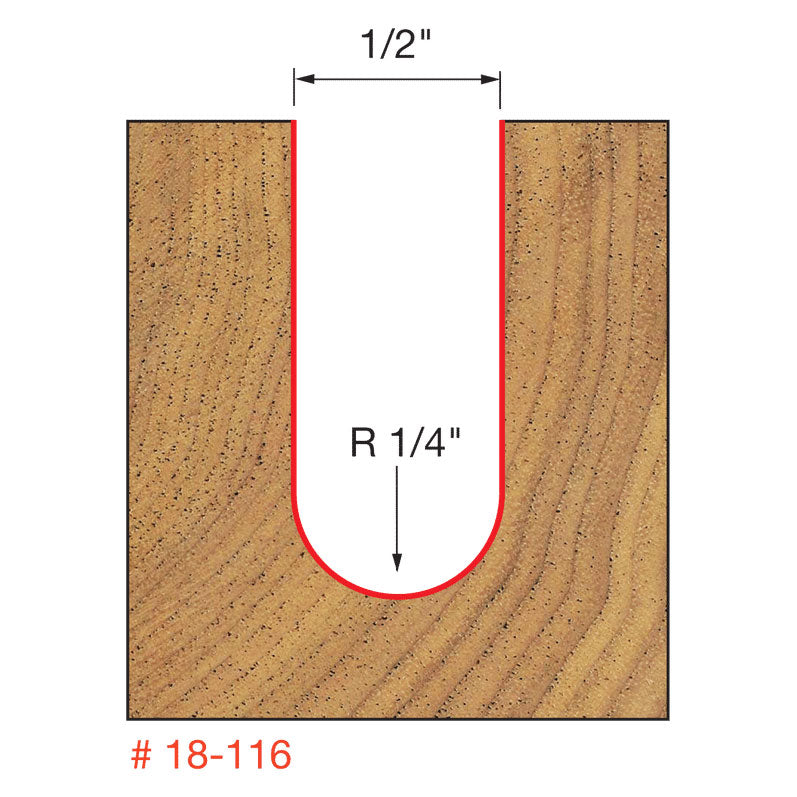 Freud 18-116 1/4" Radius Round Nose Bit - 2