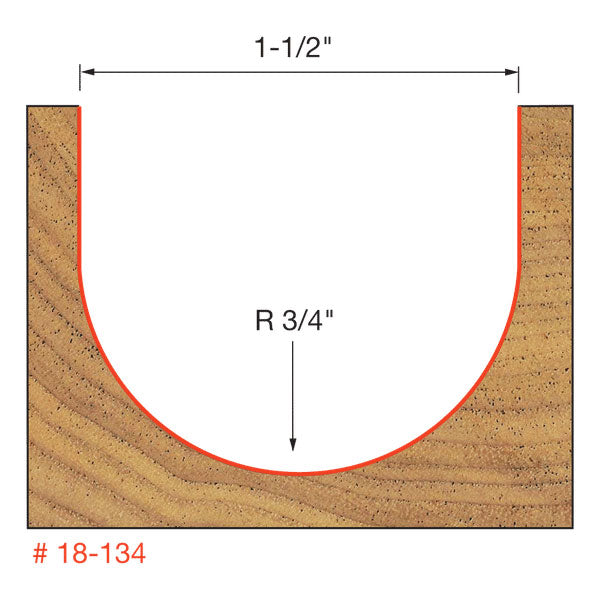 Freud 18-134 3/4" Radius Round Nose Bit - 2